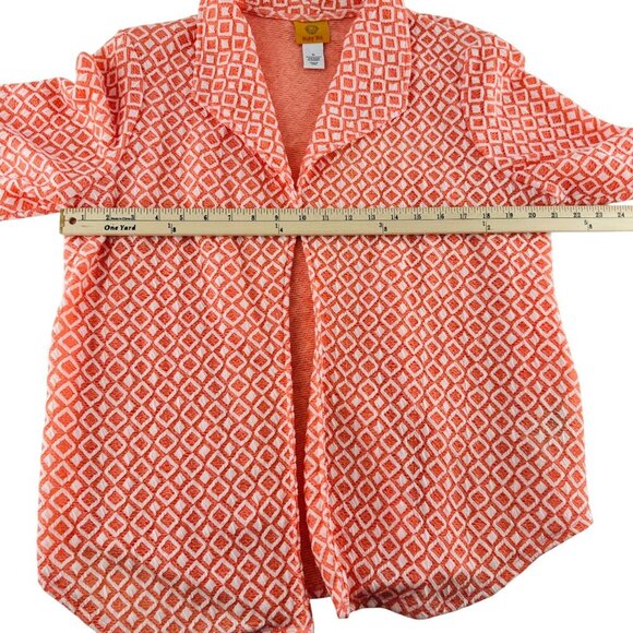 Ruby Rd. Womens Orange Geometric Print Open Cardigan Jacket‎ Blouse Size M Soft - Picture 3 of 5
